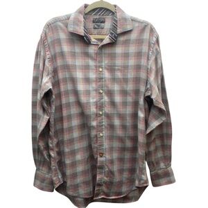 Thomas Dean Shirt Mens Large Multicolor Plaid Button Down Long Sleeve‎ TD Logo
